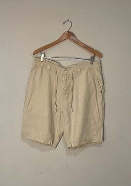 Murano 100% Linen Drawstring Button Fly Shorts Size 36x10